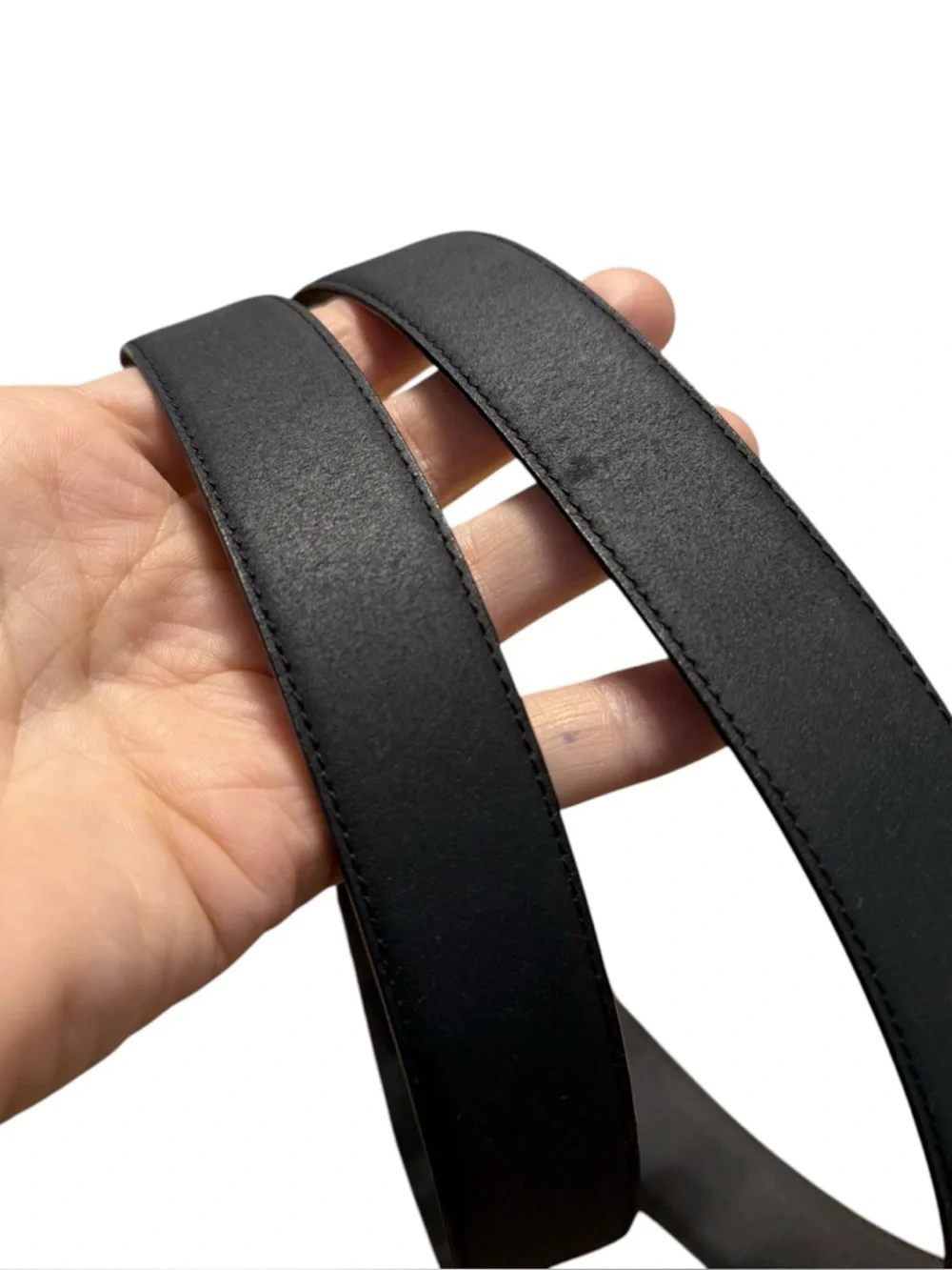 Vintage Antler Belt Made in Italy Black Gold Buckle 110cm 44 Classic
